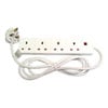 2m NewLink 4 Way Uk Mains Extension Lead, Mounting holes at rear, Neon light shows socket in operation, 13A, White