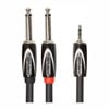 1.5m Roland 3.5mm (1/8") TRS to Dual 6.3mm (1/4"), Y Cable, Black Series