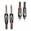 1.5m Roland Dual 6.3mm (1/4") Jack to Dual RCA Phono, Heavy Duty Connectors, Black Series