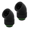 2x CORSAIR Hydro X Series XF 45° Rotary Adapter, Black, Brass, G1/4" BSPP, Easily Add 45° Angles to Custom Loops