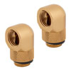 2x Corsair Hydro X Series XF 90° Rotary Adapter, Gold, Brass, G1/4" BSPP, Easily Add 90° Angles to Custom Loops
