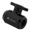 Corsair Hydro X Series XF Ball Valve, Black, Brass, G1/4" BSPP, with Two-Stage Seal, for Custom Water Cooling Loops