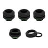 4x CORSAIR 12mm OD Hydro X Series XF Hardline Compression Fittings, Black, Brass, G1/4" BSPP, for Custom Loops