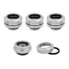 4x Corsair 14mm OD Hydro X Series XF Hardline Compression Fittings, Chrome, Brass, G1/4" BSPP, for Custom Loops
