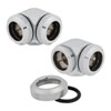 2x Corsair 14mm OD Hydro X Series XF Hardline 90° Compression Fittings, Chrome, Brass, Changes Direction of Tube Runs