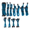 Corsair Premium Individually Sleeved PSU Cables Pro Kit, Type4 Gen4, Blue & Black, Mesh Paracord, In-Line Capacitors