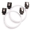 30cm CORSAIR Premium Sleeved SATA Cable, SATA 6Gbps, Straight Connectors, White, Mesh Paracord Sleeve, Locking Latches