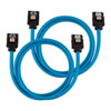 60cm Corsair Premium Sleeved SATA Cable, SATA 6Gbps, Straight Connectors, Blue, Mesh Paracord Sleeve, Locking Latches