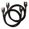 60cm Corsair Premium Sleeved SATA Cable, SATA 6Gbps, Straight Connectors, Black, Mesh Paracord Sleeve, Locking Latches