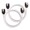 60cm Corsair Premium Sleeved SATA Cable, SATA 6Gbps, Straight Connectors, White, Mesh Paracord Sleeve, Locking Latches