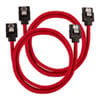 60cm Corsair Premium Sleeved SATA Cable, SATA 6Gbps, Straight Connectors, Red, Mesh Paracord Sleeve, Locking Latches