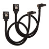 30cm Corsair Premium Sleeved SATA Cable, SATA 6Gbps, 90° Connector, Black, Mesh Paracord Sleeve, Locking Latches
