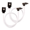 30cm Corsair Premium Sleeved SATA Cable, SATA 6Gbps, 90° Connector, White, Mesh Paracord Sleeve, Locking Latches