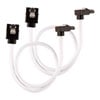 30cm CORSAIR Premium Sleeved SATA Cable, SATA 6Gbps, 90° Connector, White, Mesh Paracord Sleeve, Locking Latches