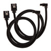 60cm Corsair Premium Sleeved SATA Cable, SATA 6Gbps, 90° Connector, Black, Mesh Paracord Sleeve, Locking Latches