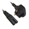 1.5m Xclio Figure 8 Power Cable, C7 to UK Plug Lead, Moulded, Black Cable
