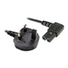 2m Xclio Mains Lead, UK to C7 Figure 8 Power RIGHT ANGLED Cable, Moulded, Black