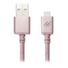 3M ZAGG iFrogz UniqueSync PREMIUM Durable Braided Cable, USB A to Micro USB, Charge & Sync, Rose Gold