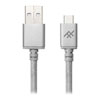 1M ZAGG iFrogz UniqueSync PREMIUM Durable Braided Cable, USB A to C Fast-Charge, Silver