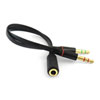 Xclio XCA1F2M 3.5mm Female to 2 Male Headphone Headset Microphone Y Splitter Audio Adapter Cable Black