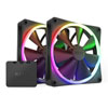140mm NZXT F140 RGB Fan Twin Pack, Black, PWM, High Airflow, 500-1800rpm, 24.85-89.48CFM, 32.5dB, 4-Pin PWM