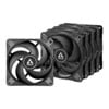 120mm Arctic P12 MAX (5 Pack), Black, 5 Blade, Dual Ball Bearing, Upto 3300rpm, 81.04CFM Airflow, 4-Pin PWM
