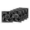 80mm Arctic S8038-10K (4 Pack) Fans, Black, Airflow/Pressure Optimised, 5 Blade, Dual Ball Bearing, 10000rpm, 102CFM,PWM