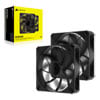 140mm CORSAIR RS140 MAX PWM Thick Fans, Black, 7 Blade, PWM, LCP, Magnetic Dome, Dual Pack, 4-pin