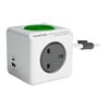 Allocacoc PowerCube Mains Extension Lead, 3-Socket, Dockable, Childproof, Wireless Charging, 2 x USB A+C, Grey 1.5M Lead