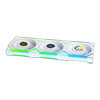 120mm Lian Li UNI FAN SL Wireless, 1.6" LCD, White, ARGB, 9-Blade, 1900RPM, 58.08CFM, FDB, L-Connect, 3PK
