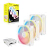 CORSAIR iCUE LINK LX120-R 120mm Reverse Starter Kit, White, 3x 120mm, Reverse Fan Blades, Magnetic Dome, iCUE Link Hub