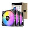 120mm Antec P12 ARGB Triple Fan Pack, Black, 9 Blade, 600-1500rpm, 60.63CFM, 26.5dBA, Hydraulic Bearing, 4-Pin PWM