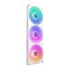 420mm NZXT F420 RGB Core Single-Frame Fan, White, 2,000 ± 200 RPM, 98.61CFM, 34.5dB, 3 x 140mm, 4-Pin PWM + 4-Pin RGB
