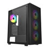 FSP M220, Mid Tower Chassis, Tempered Glass, 4x 120mm ARGB Fans, USB 3.0, Black, ATX / mATX