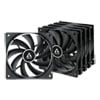 5 Pack - 120mm Arctic F12 PWM, 5 Blade, Airflow, 1350rpm, 53CFM, Fluid Dynamic Bearing, Black, 4-pin