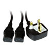 2m ScanFX Mains Lead, UK Plug to 2x C13 Kettle Lead, Moulded, 13A, Black