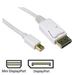 1m Scan Mini DisplayPort 1.1 Cable - DPort (Male) to Mini DPort (Male), White, Locking Latches         