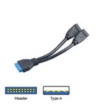 150mm Akasa USB 3.0 Cable - Header to 2x Type A (Female) 150mm Akasa USB 3.0 Cable - Header to 2x Type A (Female)