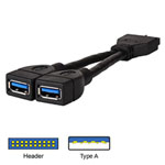 Silverstone USB 3.0 Header to 2x USB 3.0 - 12cm