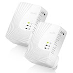 ZyXEL PLA4201 V2 Twin Pack 500Mbps Mini Powerline Homeplug AV QoS Ready 10/100 RJ45 Ports 128bit AES