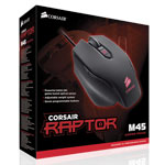 Corsair Raptor M45 Gaming Mouse - Programmable 5000DPI optical gaming mouse with adjustable weight s