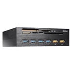 Akasa InterConnect EX card reader for 5.25" Bay - 5 x USB 3.0 card reader 4 port USB 3.0 Hub with 2