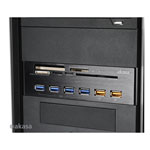 Akasa InterConnect EX card reader for 5.25" Bay - 5 x USB 3.0 card reader 4 port USB 3.0 Hub with 2