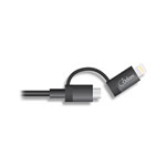 USB in-Car Cigarette Lighter Charger 2.1A inc 2 in 1 Micro-USB, Apple Lightning Cable