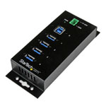 StarTech 4 Port Metal Industrial USB 3.0 Hub with Surge Protection, Din Rail/Wall Mountable, USB 3.0 Type A + B, Black StarTech 4 Port Metal Industrial USB 3.0 Hub with Surge Protection, Din Rail/Wall Mountable, USB 3.0 Type A + B, Black