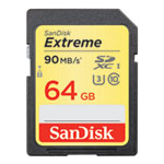 64GB SanDisk Extreme SDHC, Class 10, UHS-3, 90MB/s Read, 4k Ultra HD 64GB SanDisk Extreme SDHC, Class 10, UHS-3, 90MB/s Read, 4k Ultra HD
