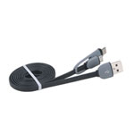 Akasa 1m USB Dual Type C and MicroB Connector to USB A Flat Cable