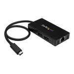 3-Port USB-C Hub with Gigabit Ethernet - USB-C to 3x USB-A - USB 3.0 - Includes Power Adapter