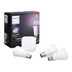 Philips Hue B22 Triple Pack 3x B22 (UK Bayonet) RGB Bulbs with Hue Bridge V2 RGB Starter Kit