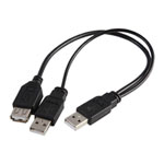 Pro Signal 20cm Twin USB 2.0 Male to USB 2.0 Female Y Cable